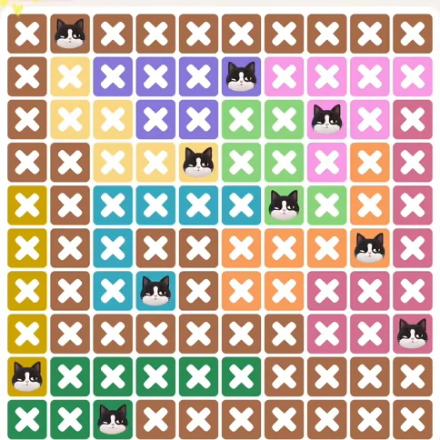 Meowdoku Level 1279 solved board with every cat placed