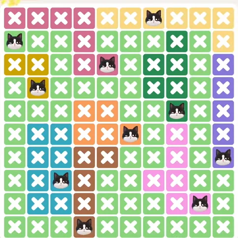 Meowdoku Level 1283 solved board with every cat placed