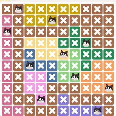 Meowdoku Level 1293 solved board with every cat placed