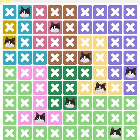 Meowdoku Level 1294 solved board with every cat placed