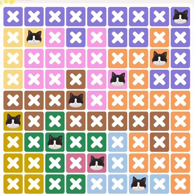 Meowdoku Level 1297 solved board with every cat placed
