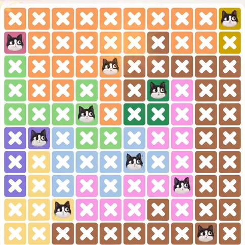 Meowdoku Level 1299 solved board with every cat placed