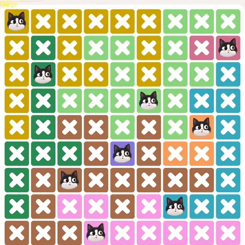 Meowdoku Level 1314 solved board with every cat placed