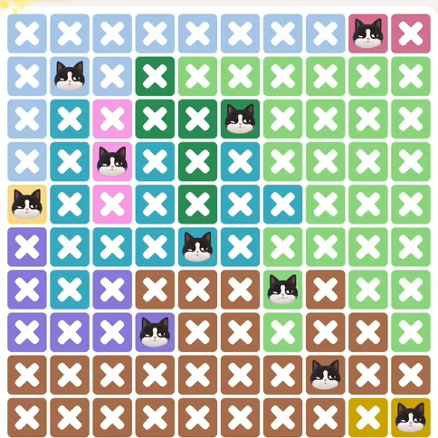 Meowdoku Level 1319 solved board with every cat placed