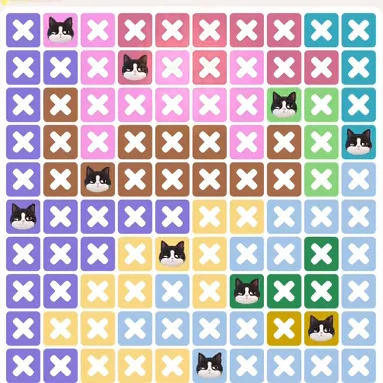 Meowdoku Level 1322 solved board with every cat placed