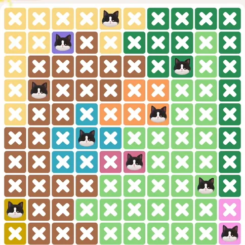 Meowdoku Level 1325 solved board with every cat placed