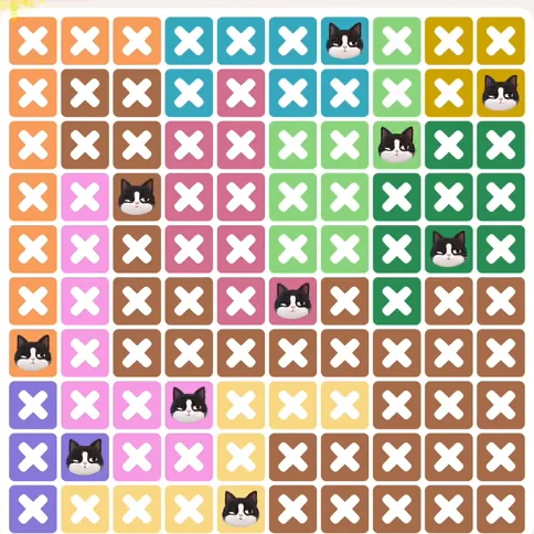 Meowdoku Level 1329 solved board with every cat placed