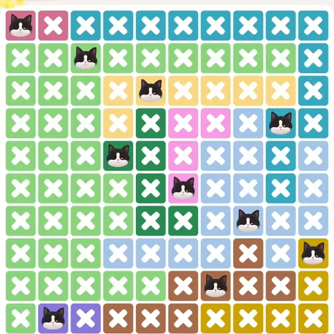 Meowdoku Level 1330 solved board with every cat placed