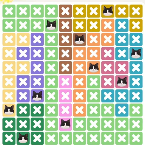 Meowdoku Level 1333 solved board with every cat placed