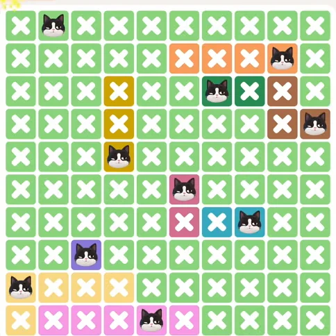 Meowdoku Level 1335 solved board with every cat placed