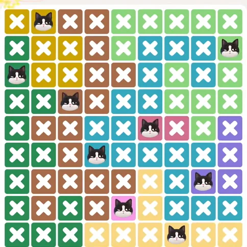 Meowdoku Level 1337 solved board with every cat placed