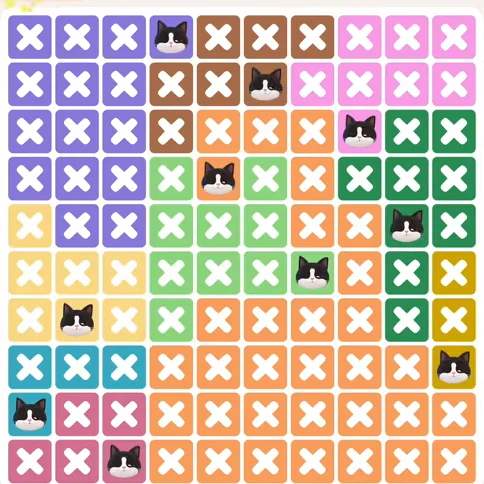 Meowdoku Level 1339 solved board with every cat placed