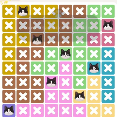 Meowdoku Level 1341 solved board with every cat placed