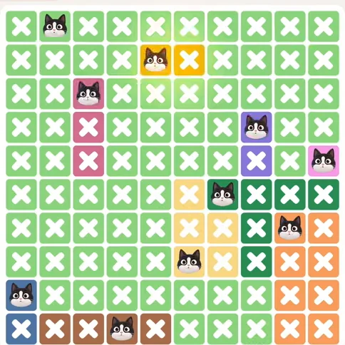 Meowdoku Level 1346 solved board with every cat placed