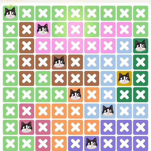 Meowdoku Level 1347 solved board with every cat placed