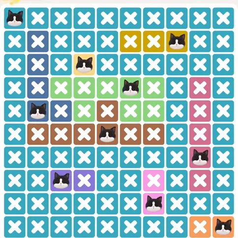 Meowdoku Level 1348 solved board with every cat placed