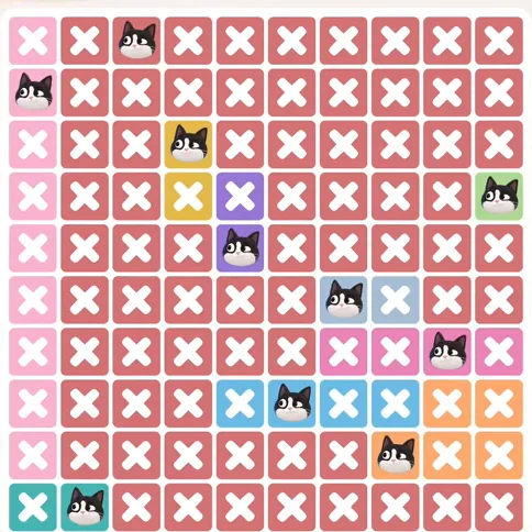 Meowdoku Level 1355 solved board with every cat placed