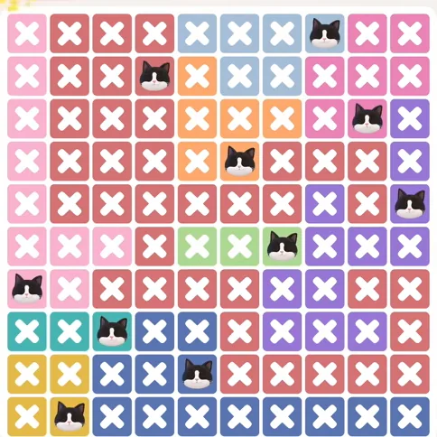 Meowdoku Level 1358 solved board with every cat placed