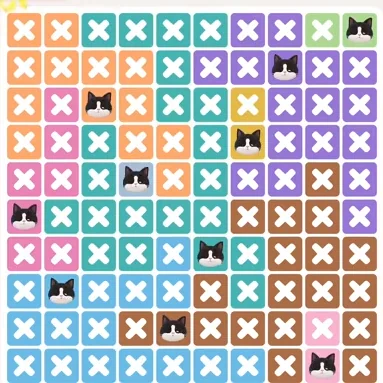 Meowdoku Level 1360 solved board with every cat placed