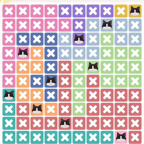 Meowdoku Level 1370 solved board with every cat placed