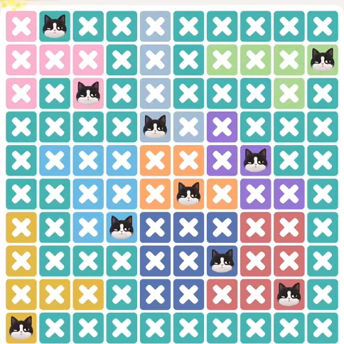 Meowdoku Level 1383 solved board with every cat placed
