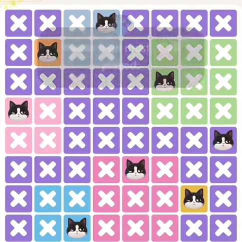 Meowdoku Level 1391 solved board with every cat placed