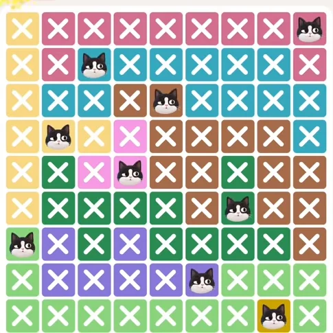 Meowdoku Level 227 solved board with every cat placed