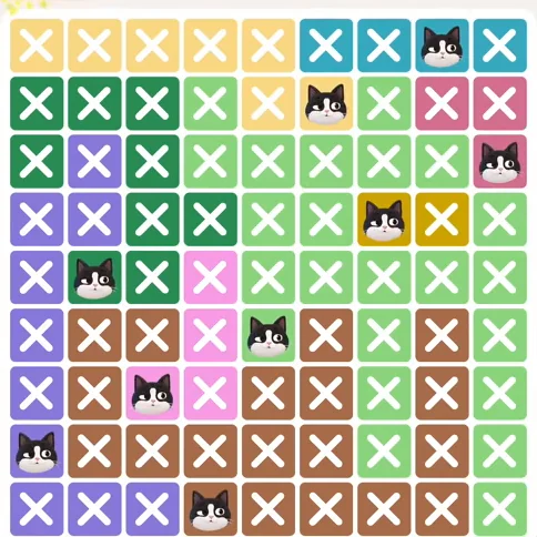 Meowdoku Level 234 solved board with every cat placed