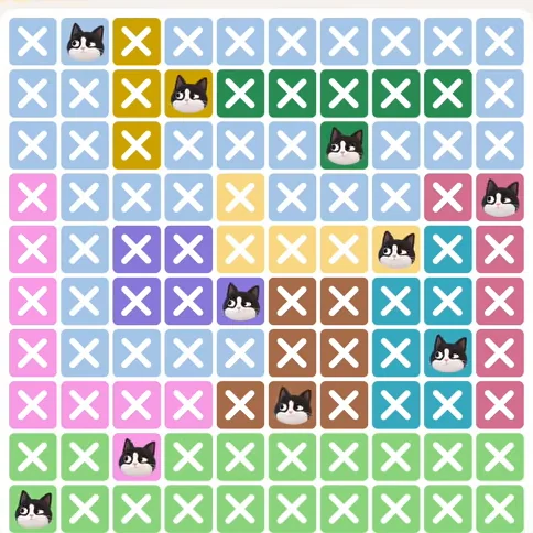 Meowdoku Level 236 solved board with every cat placed