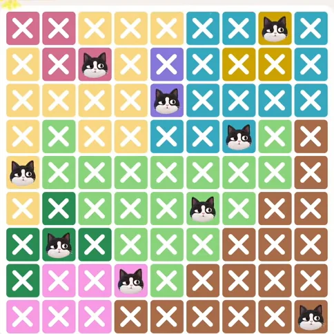 Meowdoku Level 237 solved board with every cat placed