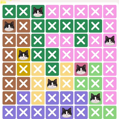 Meowdoku Level 241 solved board with every cat placed