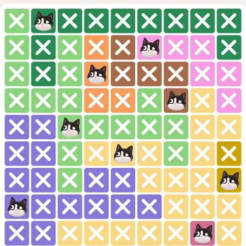 Meowdoku Level 244 solved board with every cat placed