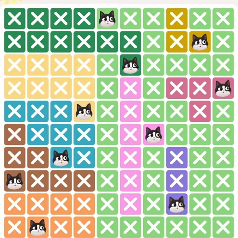 Meowdoku Level 245 solved board with every cat placed