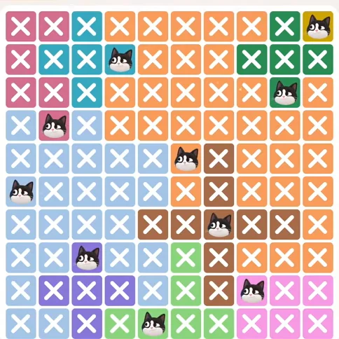 Meowdoku Level 246 solved board with every cat placed