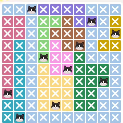 Meowdoku Level 248 solved board with every cat placed