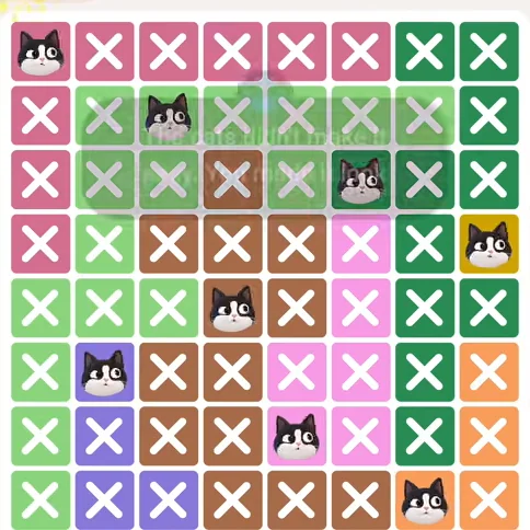 Meowdoku Level 251 solved board with every cat placed