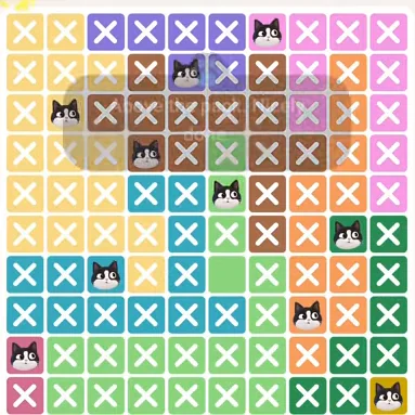Meowdoku Level 260 solved board with every cat placed