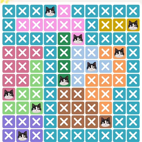 Meowdoku Level 268 solved board with every cat placed