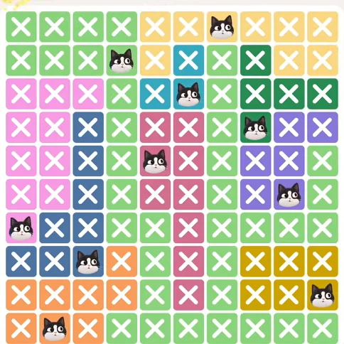 Meowdoku Level 269 solved board with every cat placed