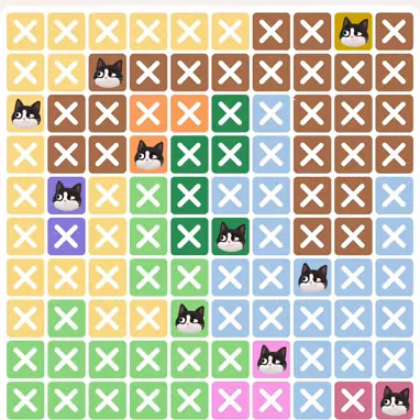 Meowdoku Level 270 solved board with every cat placed