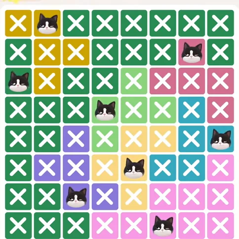 Meowdoku Level 271 solved board with every cat placed