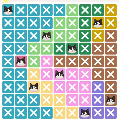 Meowdoku Level 274 solved board with every cat placed