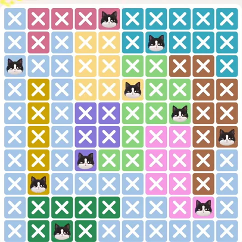 Meowdoku Level 292 solved board with every cat placed