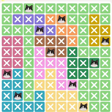 Meowdoku Level 296 solved board with every cat placed