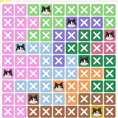 Meowdoku Level 297 solved board with every cat placed