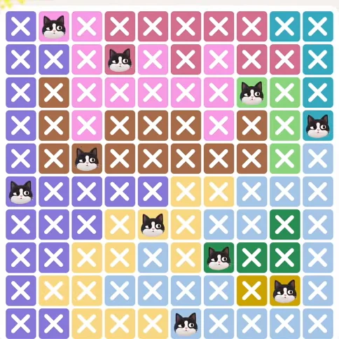 Meowdoku Level 302 solved board with every cat placed
