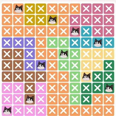 Meowdoku Level 306 solved board with every cat placed