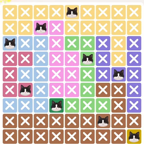 Meowdoku Level 314 solved board with every cat placed