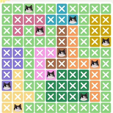 Meowdoku Level 315 solved board with every cat placed