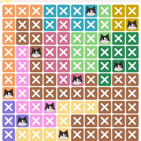 Meowdoku Level 316 solved board with every cat placed